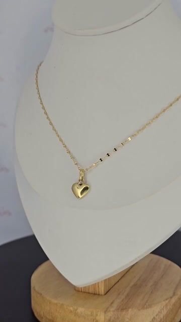 Video de Collar Espejito Y Corazon Inflado Oro 18k 1.7 Gr 45 Cm C2241