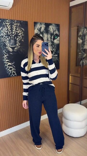 Video de CONJUNTO Santorini TRICOT mousse (azul marinho e mescla)