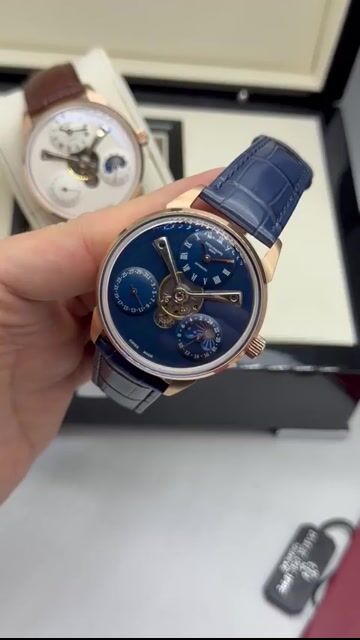 Video de Patek Philippe Tourbillon 43mm - AÇO ROSE/MOSTRADOR AZUL - COURO