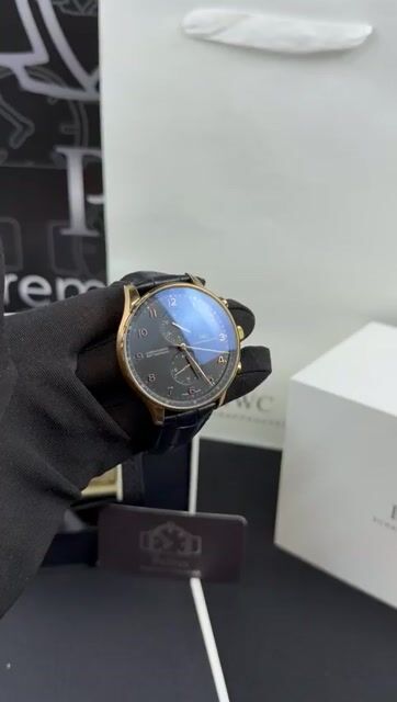 Video de IWC Chronograph 43mm - Aço/Mostrador Preto - COURO