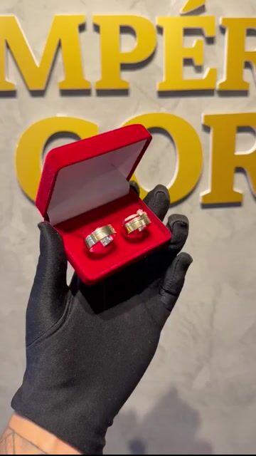 Video de Par de aliança moeda antiga friso duplo pedra de zirconia