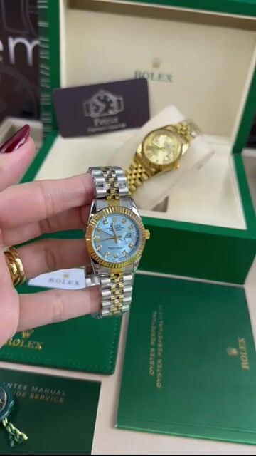 Video de Datejust 30mm - AÇ0 COM DOURADO/MOSTRADOR AZUL