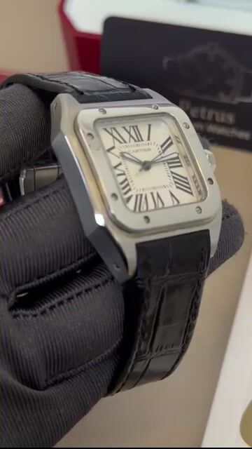 Video de Cartier Santos Dumont 35mm - Aço/Mostrador Branco - COURO