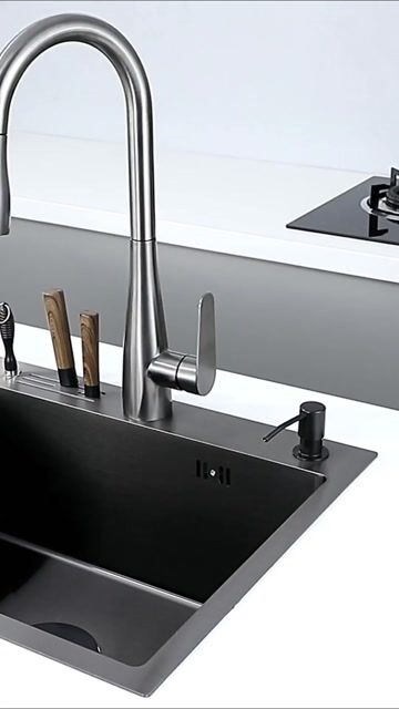 Video de PureSink 55x45x22cm Bacha Cocina con Griferia Acero Inox Negro YUKA