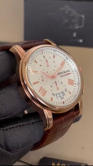 Video de Montblanc 44mm - AÇO ROSE/MOSTRADOR BRANCO - COURO