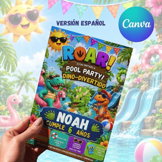 Video de Invitación de Cumpleaños de Dinosaurios – Fiesta de Piscina