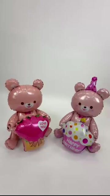 Vídeo de BALAO METAL URSO BUQUE LOVE C/1 UN - ROSA