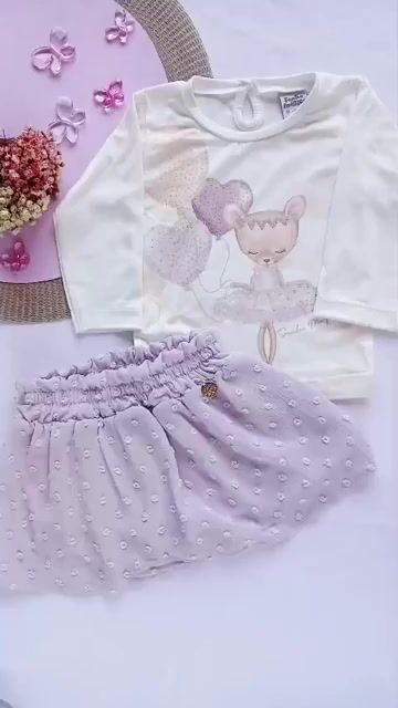 Vídeo de Conjunto Menina Blusa / Saia Bailarina Lilás -Sonho Mágico