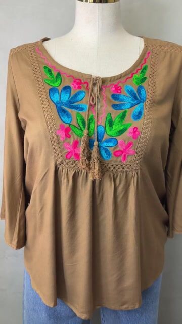 Video de Bata bordada boho cor:24032
