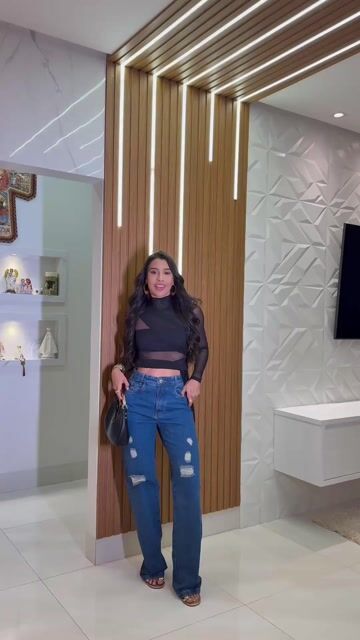 Vídeo de Wide Leg Jeans Destroyed (1510)