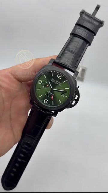 Vídeo de Relógio Masculino Panerai Luminor Gmt Verde Preto Premium