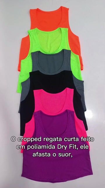 Vídeo de Cropped regata curta dry fit de poliamida fitness