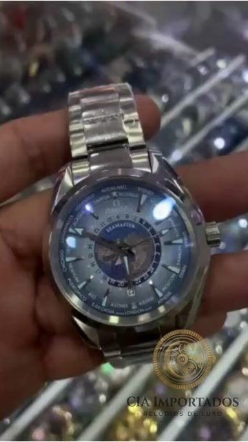 Vídeo de Seamaster Aqua Terra World Timer Prata Azul Linha Premium