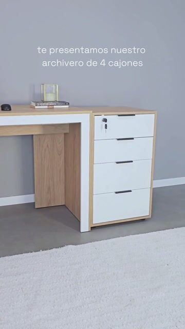 Video de Mueble archivero de oficina 4 cajones con llave y cerradura 46x77x45cm Negro detalle Blanco