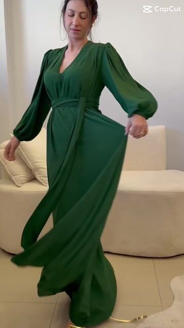 Vídeo de VESTIDO LONGO verde com manga MONIÊ