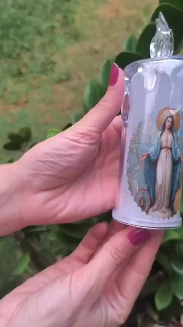 Video de Enfeite Vela Eletrônica Nossa Senhora das Graças- 15,5 cm