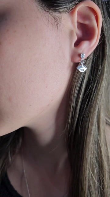 Video de Aros Plata 925 Ojo Protector 12x7 Milimetros C1958