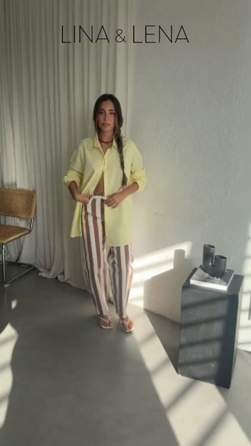 Video de Pantalón Barrel Striped | Moka