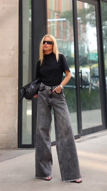 Video de Calça Wide Leg Jeans com Lavagem Izzat Flame