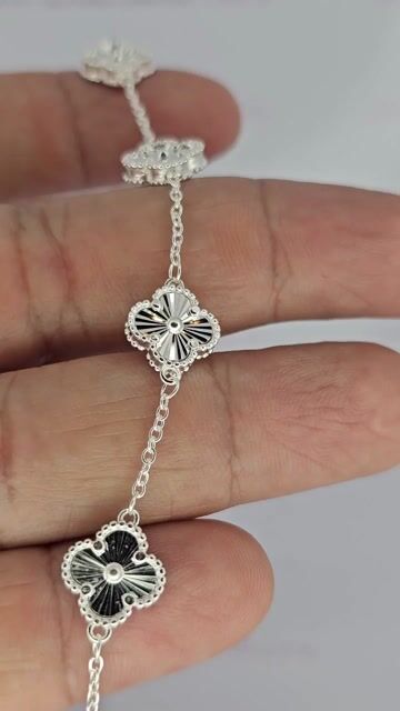 Video de Pulsera Plata 925 Margaritas Facetadas 17 Cm Pd - C2252