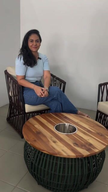 Video de Mesa Champanheira Guarujá em Alumínio, Corda Náutica e Madeira Teka | Mesa para Área Externa e Varanda Gourmet