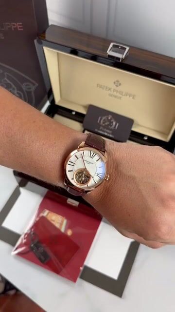 Video de Patek Philippe Tourbilion 42mm - Mostrador branco/Bezel rose