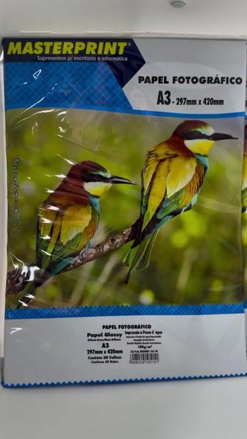 Vídeo de Papel fotográfico A3 Masterprint 180g Glossy 50 Folhas Cor Branco