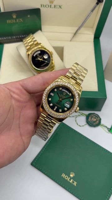 Video de Rolex Day-Date President - 40mm - Mostrador verde/ Bezel cravejado