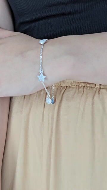 Video de Pulsera Plata 925 Corazones Y Estrellas 17 A 20 Cm C1982