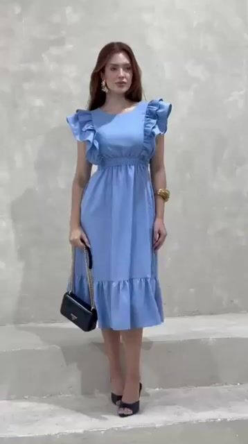 Vídeo de VESTIDO MIDI LINHO BABADO OMBRO MARILHA