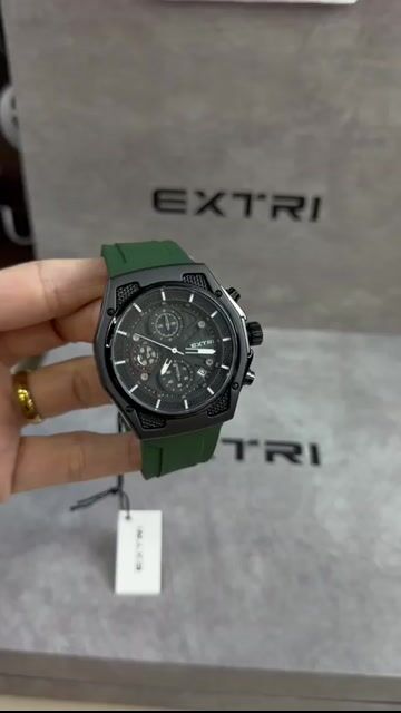 Video de EXTRI X6135 47mm - Aço Black/Mostrador Preto com Verde - SILICONE