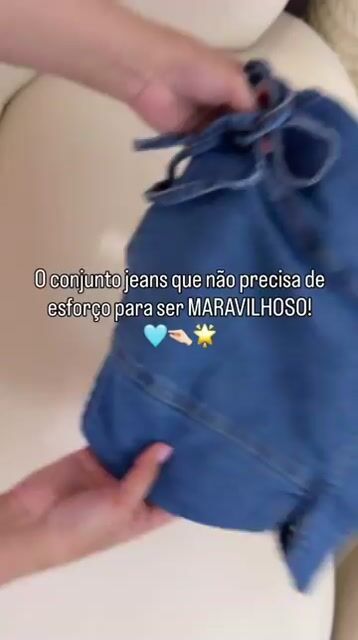 Video de Conjunto jeans calça + blusa Júlia