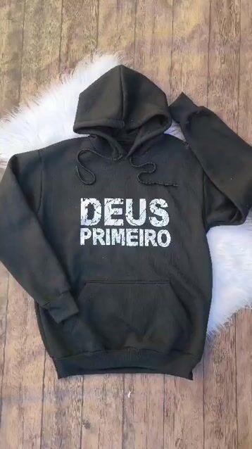 Video de Blusa Moletom Unissex 3 Cabos Com Capuz Bolso Canguru Deus Primeiro