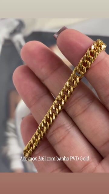 Video de Pulseira Grumet elo duplo 1,3mm Gold em aço inox unissex
