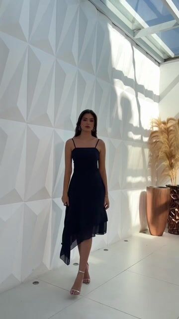 Vídeo de Vestido Chiffon Capa Versátil Preto