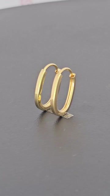 Video de Aros Oro 18k Argollas Oval Huggie 0.9gr 10x15mm Rbt - C2354