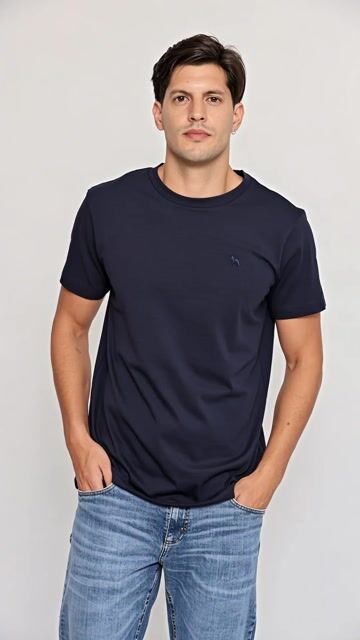 Video de Remera manga corta 30/1 algodón PIMA Anvard azul marino
