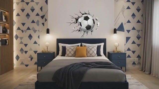 Vídeo de Adesivo Decorativo de Parede Autocolante Bola de Futebol 3D Parede Quebrada