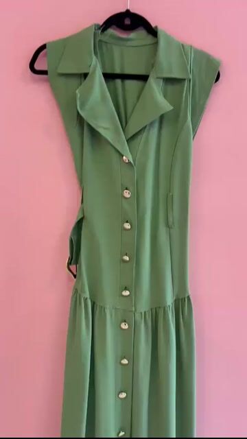 Video de 1010391 VESTIDO ANALIZ GOLA BOTOES CINTO VERDE MENTA