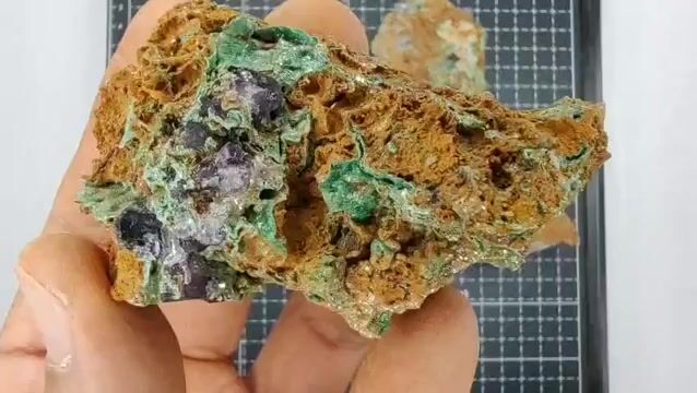 Video de 404 gr Conicalcita Cristalizada con Fluorita (3 Piezas) - Mineral de Colección