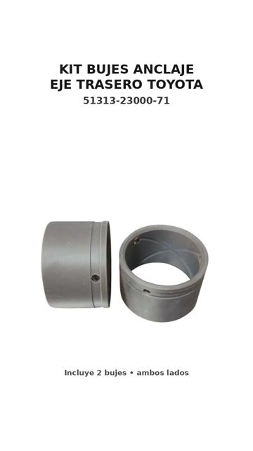 Video de KIT BUJES ANCLAJE EJE TRASERO TOYOTA 51313-23000-71 X2U (AMBOS LADOS)