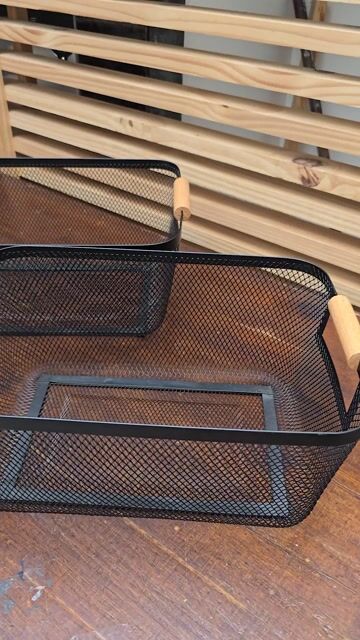 Video de Canasto metálico rectangular manija madera