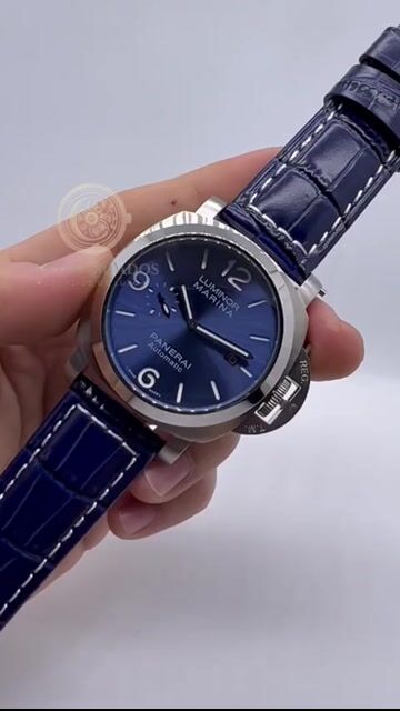 Vídeo de Relógio Panerai Luminor Marina Azul Couro Premium Luxo