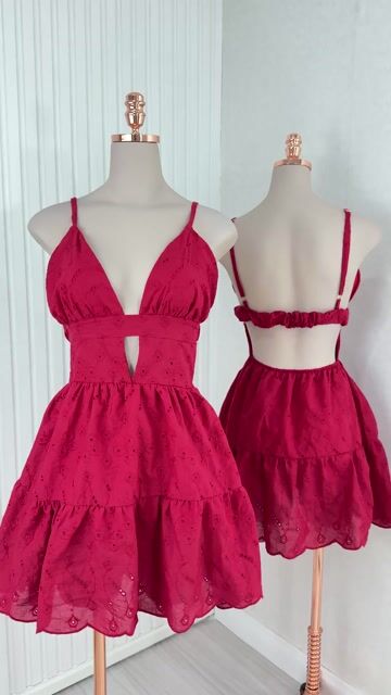 Video de Vestido bia Laise algodão vermelho