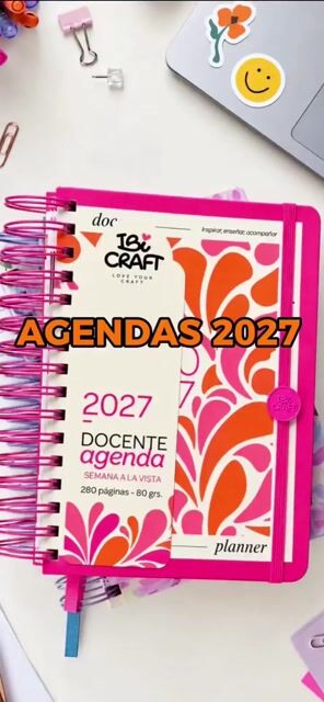 Video de Agenda Semanal 2027 Tapa Dura Ibi Craft Docente 15x21 + Stickers Y Sobre