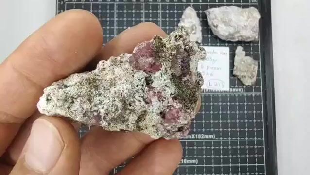 Video de 203 gr Granate Frambuesa con Vesuvianita de Coahuila (6 pz) - Minerales de Colección