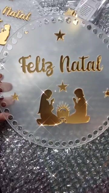 Video de Base Crochê Feliz Natal com Sagrada Família em Acrílico