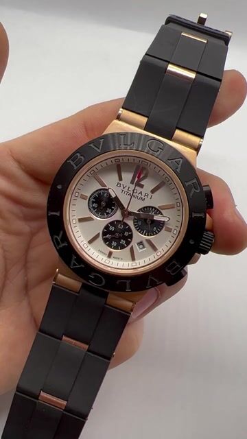 Video de Bvlgari Diagono Titanium Chronograph 44mm - AÇO ROSE/MOSTRADOR BRANCO - SILICONE