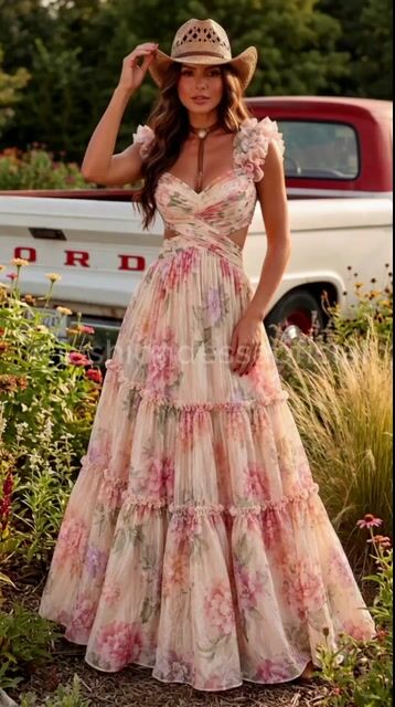 Video de Atacado - Vestido Longo Drapeado Estampado - Crepe Chiffon - Ref: 3051