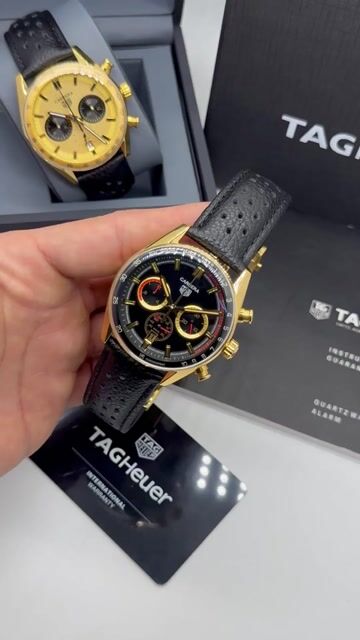 Video de TAG Heuer Porsche 40mm - AÇO DOURADO/MOSTRADOR PRETO - COURO